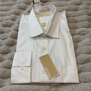 Michael Kors Men's White Dress Shirt 17.5 34 35